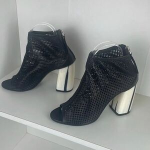 Unique Designer Perforated Leather Ankle Booties 37